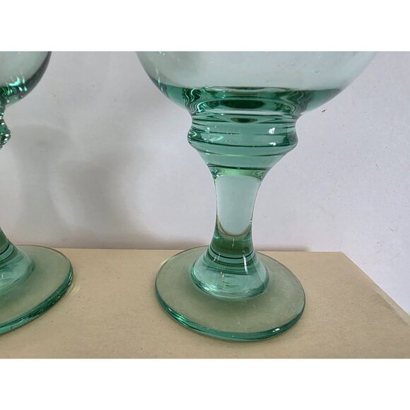Set Of 4 Vintage Green Libby Clarion Glass Goblets - Picture 6 of 9